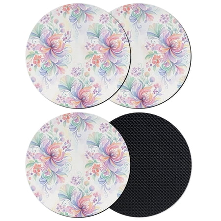 Abstract Flowers Coasters Set of 4 Absorbent Coasters for Drinks Petals Swirls Fantasy Florals Coaster for Desk Coffee Table Protection Home Decor House Warming Gifts 4