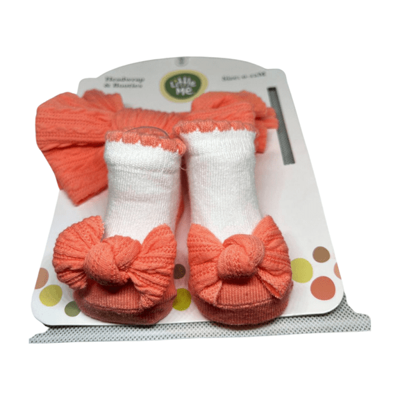 Headwrap & Booties Newborn Baby Boys Girls Cozy Booties with Grippers Stay 0-12MONTHS Pink