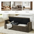 thumbnail image 5 of 59" Storage Bench Upholstered Bed End Foot Stool 2 Throw Pillows Bedroom Entryway Living Room Taupe, 5 of 7