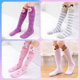thumbnail image 3 of 6 Pairs Girls Knee High Socks, Colorful Cartoon Cotton Socks Crazy Fun Kids Odd Animal Socks Fashion Long Socks, One Size for 3-12 Years Girls, 3 of 7