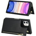 thumbnail image 4 of Crossbody Wallet Case for iPhone 11 with Card Slot Holder,iPhone 11 Magnetic Flip Folio Purse Case, PU Leather Zipper Handbag with Detachable Lanyard Strap 6.1 Inch (Black), 4 of 14