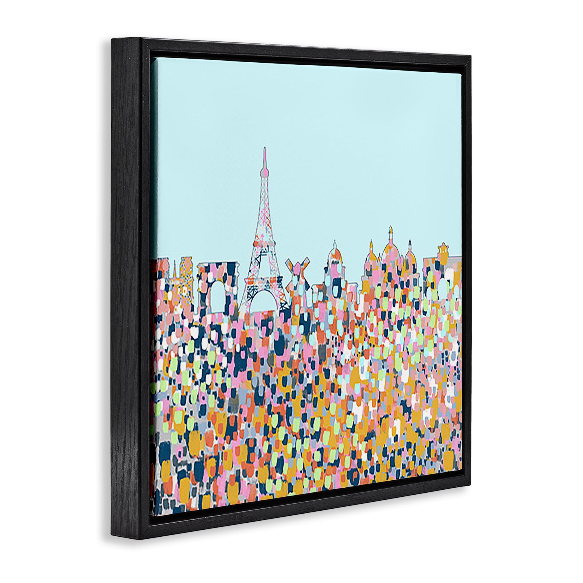 Stupell Industries Abstract Paris City View Abstract Painting Black Floater Framed Canvas Art Print Wall Art, 25 x 25