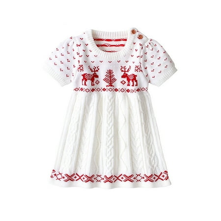 

Ozmmyan Christmas Toddler Clothes Toddler Kids Baby Girls Christmas Knit Sweater Princess Party Dress Xmas Outfits on Christmas Clearance