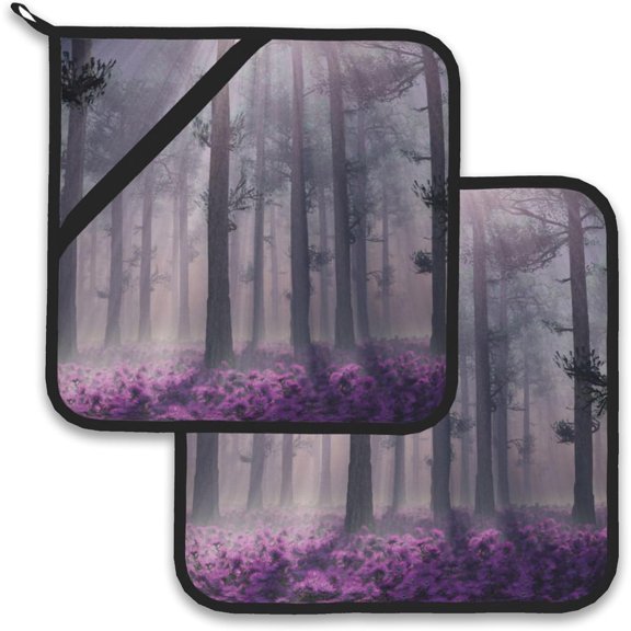 PRIYAL Vintage Mushrooms Leaves Pot Holder Set of 2,Heat Resistant Potholders Oven Hot Pads for Kitchen Cooking Baking BBQ