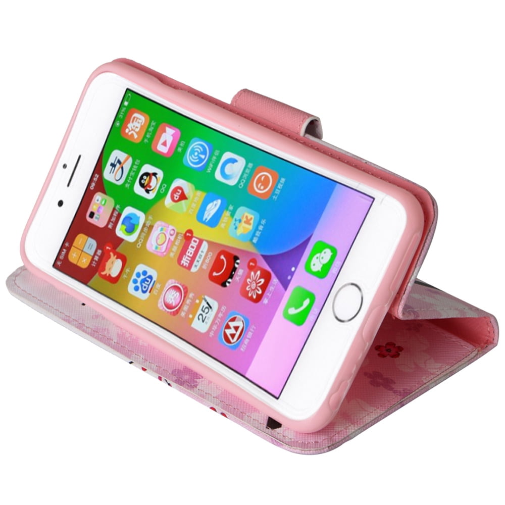 Vegan Leather Folio Phone Stand Case With Magnetic Closure For iPhone 6 or 6s