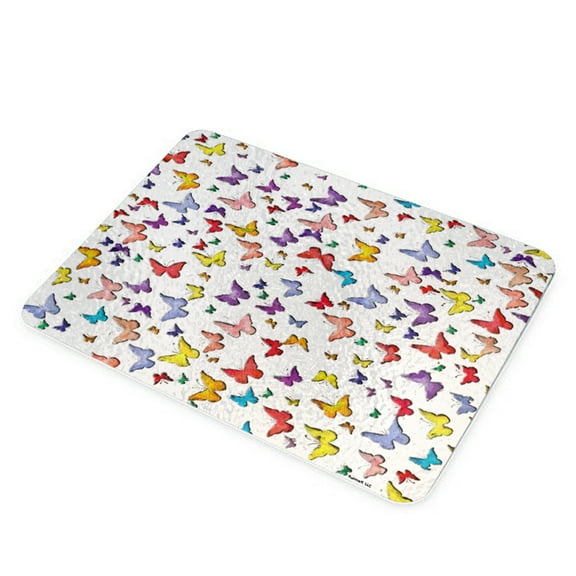 KuzmarK Glass Cheese Cutting Board 11"x7.75" - Butterfly Wings