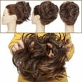 thumbnail image 5 of Benehair Messy Curly Hair Extensions Bun Scrunchies Wrap on Ponytail Updos Large Thick Donuts Hairpiece for Woman, 5 of 8