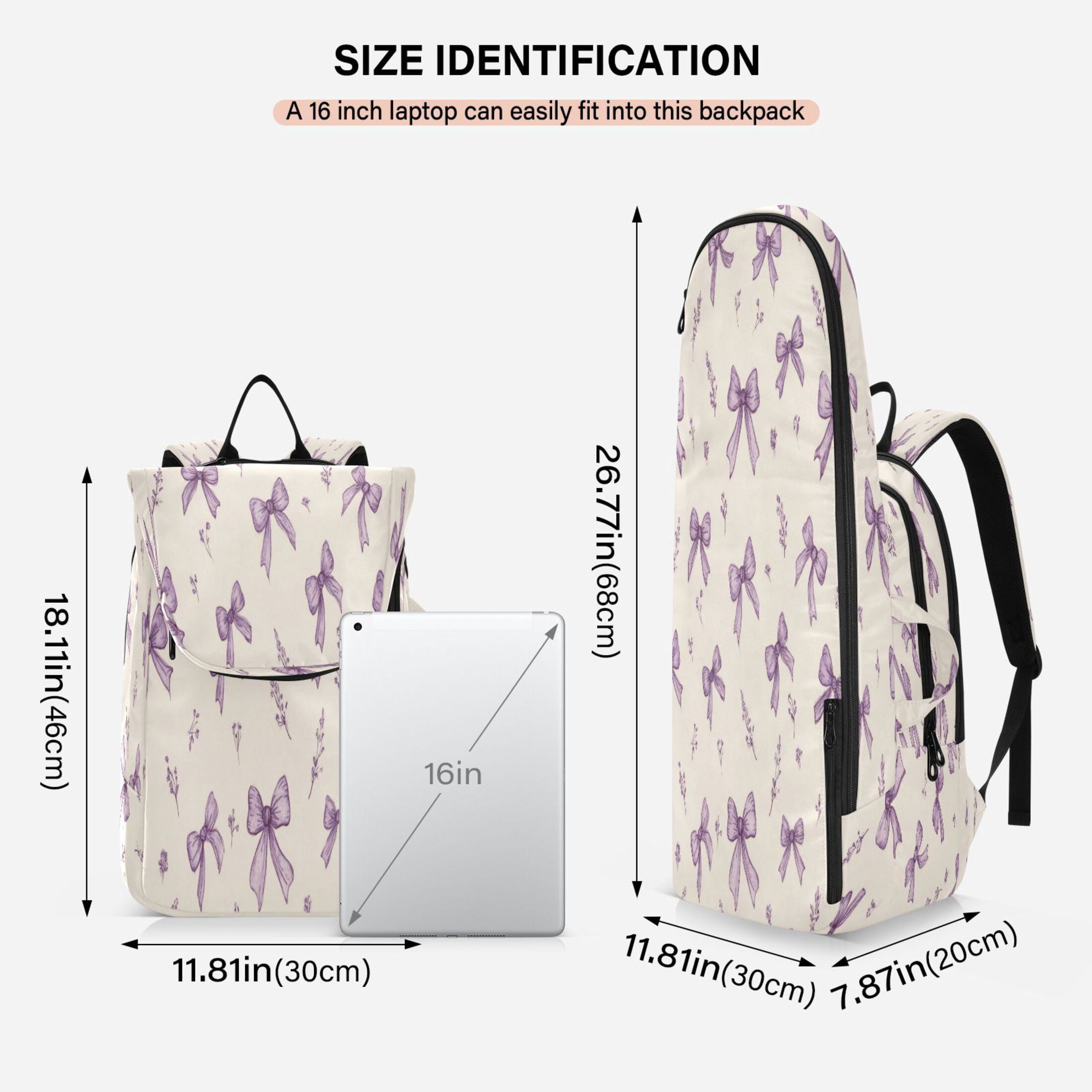 2 Racquet Holder Tennis Backpack Tennis Racket Covers Gym Bags Pastel Lavender Bows