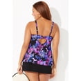 thumbnail image 2 of Swimsuits For All Women's Plus Size V Neck Crochet Relaxed Fit Bra Sized Crochet Underwire Tankini Top with Adjustable Straps, 2 of 3