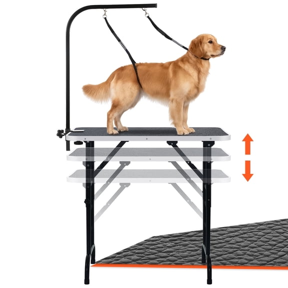 LEIBOU 36-inch Height Adjustable(23''~33.8'') and Foldable Pet Dog Grooming Table with Grooming Arm & Noose for Dog Cat Pet Grooming Maximum Capacity Up to 260lbs