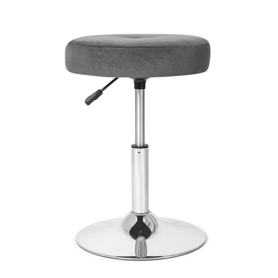 Homebeez Fabric Vanity Stool Swivel Stool Height Adjustable Gray