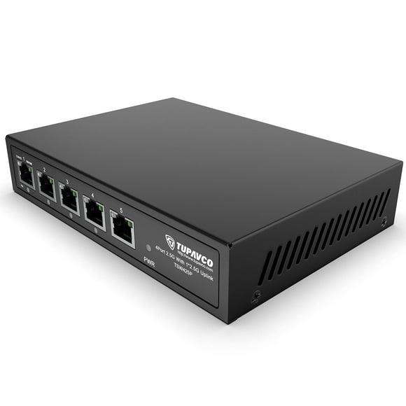 2.5GB Switch (5 Ports) PoE++ pour Réseau Ethernet - 1x90W (802.3bt) 4x30W (802.3at) Ports - Haute Vitesse 10M/100M/1G/2.5G Gigabit (802.3bz) - Séparateur de LAN Non Géré avec Port UPLINK - Tupavco TP1941