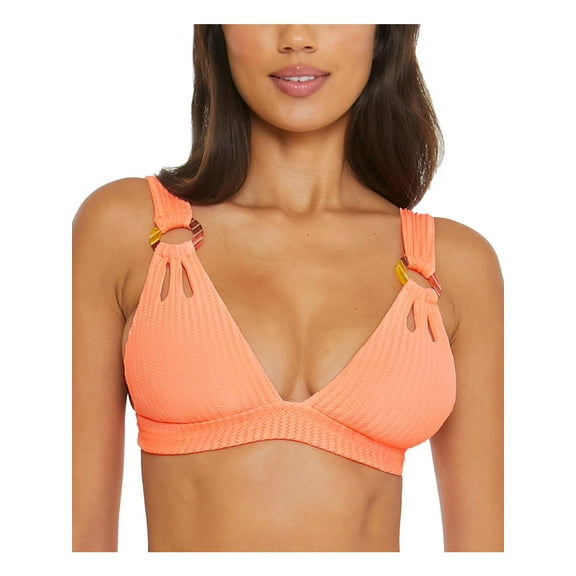 Becca by Rebecca Virtue Womens Ribbed Nylon Bikini Swim top