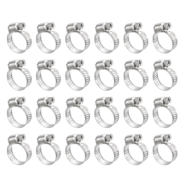 Abrazadera de manguera de engranaje de gusano, 24 piezas de abrazaderas de manguera ajustables de acero inoxidable de 1/2"-3/4" para asegurar mangueras