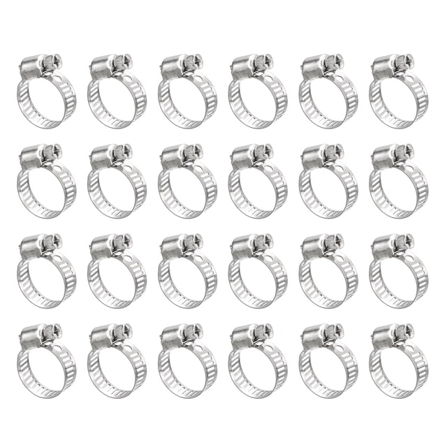 Abrazadera de manguera de engranaje de gusano, 24 piezas de abrazaderas de manguera ajustables de acero inoxidable de 1/2"-3/4" para asegurar mangueras