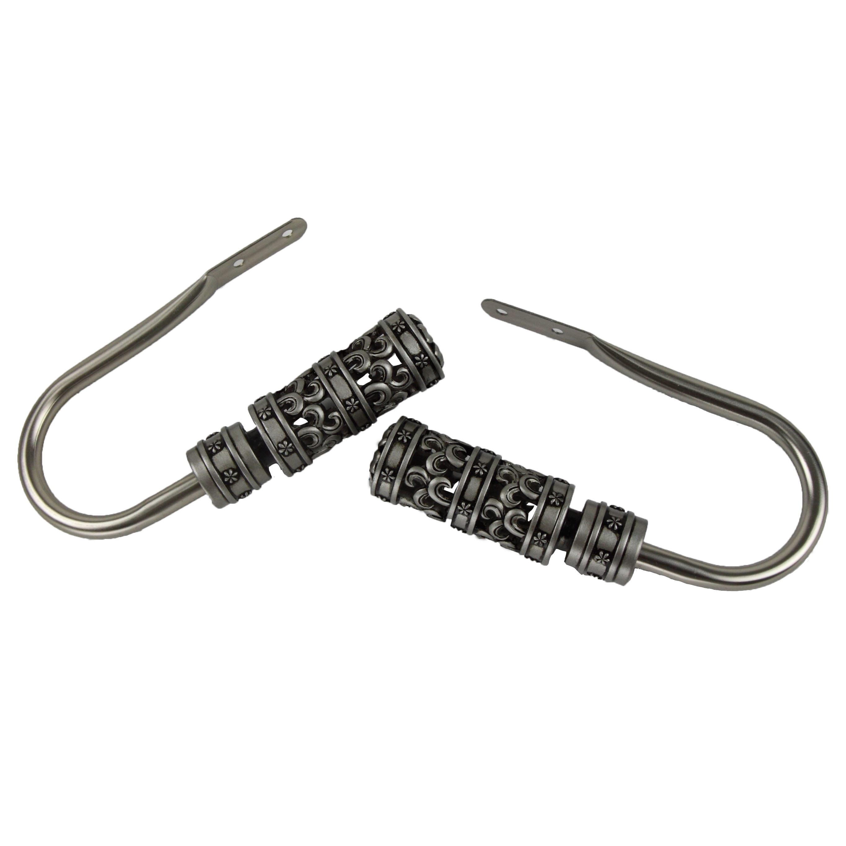 Rocco Curtain Holdback Pair in Satin Nickel