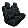 thumbnail image 5 of Tuqiang Front car seat covers leather. for Genesis for GV60 2021-Present 2 Seats Waterproof Premium Leather Front Seat Protectors with Pollow and Headrest Black and White, 5 of 5