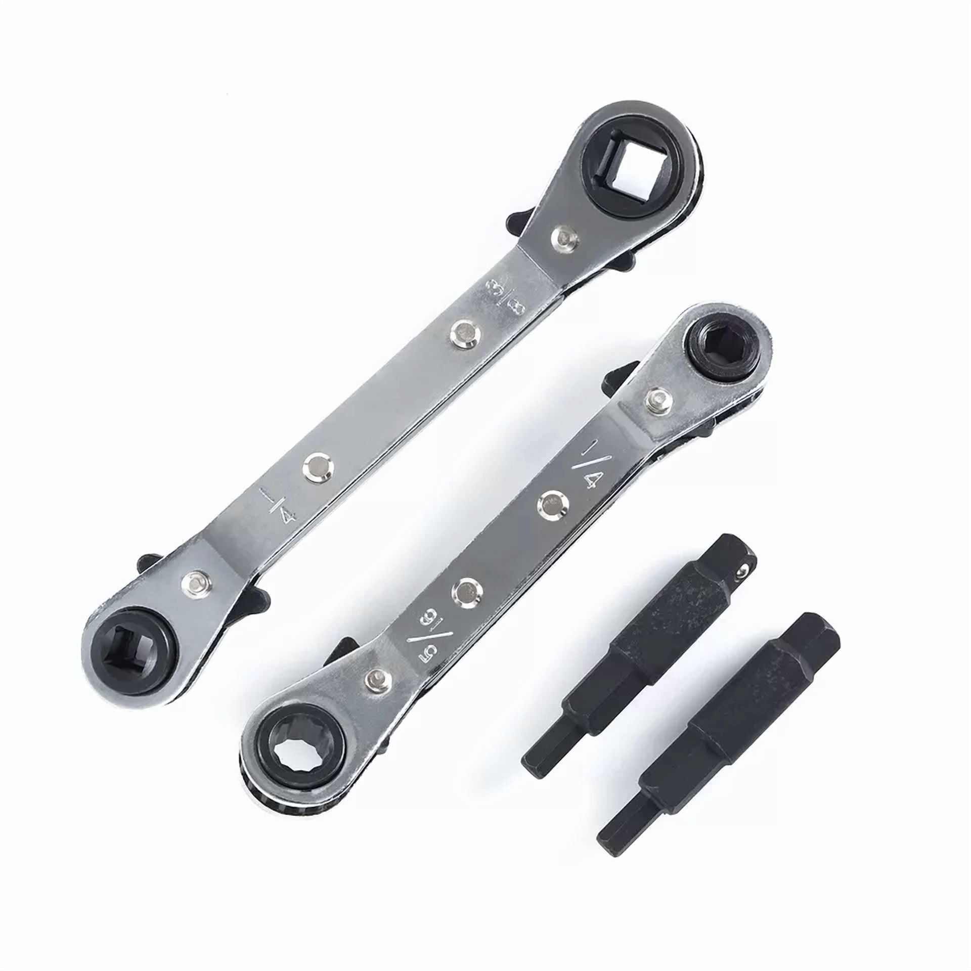 BUTTERFLY- 3/8” To 1/4”, 5/16'' X 1/4'' Refrigeration Hvac Service Wrench Set With Hex Bit