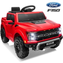 Licensed Ford Raptor F150 12V Kids Electric Car Ride On Toy, Battery Powered Ride on Truck with Remote Control, Lights, Music, 3 Speeds, 4 Wheel Suspension Ride on Car for 3-5 Year Boys Girls, Red