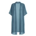 thumbnail image 5 of LEKODE Short Sleeve Open Front Lightweight Kimono Duster Women Maxi Plain Casual Summer Beach Vacation Outerwear Blue L, 5 of 5