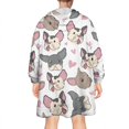 thumbnail image 2 of Wearable Oversized Blanket,Bulldog Dog and Love Heart Wearable Blanket Hoodie for Adults,Cozy Hooded Blankets with Super Pockets,Super Warm Fuzzy Pullover for Women & Men, 2 of 6