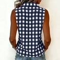 thumbnail image 5 of Ichuanyi Womens Button Down Plaid Shirts Short Sleeve Loose Summer Sleeveless Tank Tops Dressy Casual V Neck Business Work Blouses, 5 of 8