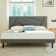 thumbnail image 1 of Twin Bed Frame, Platform Bed Frames Twin Size with Fabric Upholstered Headboard, No Box Spring Needed, Grey, 1 of 6
