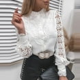 thumbnail image 2 of Women Mock Neck Tops Gothic Retro Blouse Long Sleeve Lace Embellished Tshirts Victorian Hollow Out Button Down Shirt Tees, 2 of 5