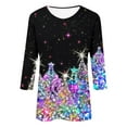 thumbnail image 4 of Fiaer Christmas Women 3/4 Sleeve Shine Tshirts Oversized Crew Neck T Shirts Loose Fit Fashion Comfort Casual Xmas Tops Black S, 4 of 4
