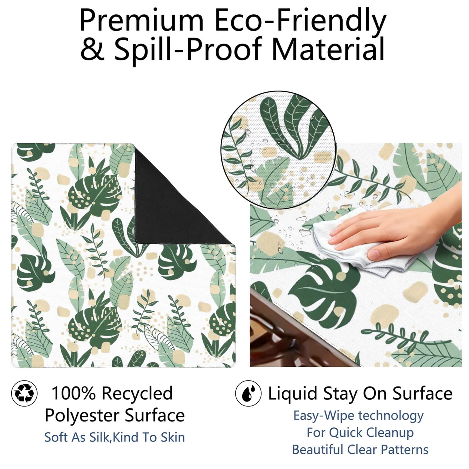 Traditional Floral Rubber Game Table Pad Extra Large 31.5 Inch Square Mat with Non-Slip Backing and Noise Dampening for Tile Play and Game Nights