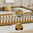 thumbnail image 3 of Queen Size Floor Bed,Pine Wood Montessori Floor Bed with Safety Guardrails and Reinforced Slats Support,Queen Size Bed Frame for Girls and Boys,No Box Spring Needed,Quick Assembly,Espresso, 3 of 7