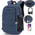 thumbnail image 1 of Fashionable Multi Pocket Neutral Backpack, Waterproof, Anti-theft, 14 Inch Computer Backpack, USB And Headphone Reserved Ports Blue, 1 of 6