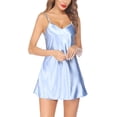 thumbnail image 3 of Women Sleepwear Satin Nightgown Mini Slip Chemise Short Nightwear(Sky Blue,L), 3 of 7