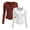 White1, variant on Lmnyox 2 Pack Women's Shirts Basic Long Sleeve Crew Neck Button T Shirt Slim Stretchy Ribbed Casual Tees Tops