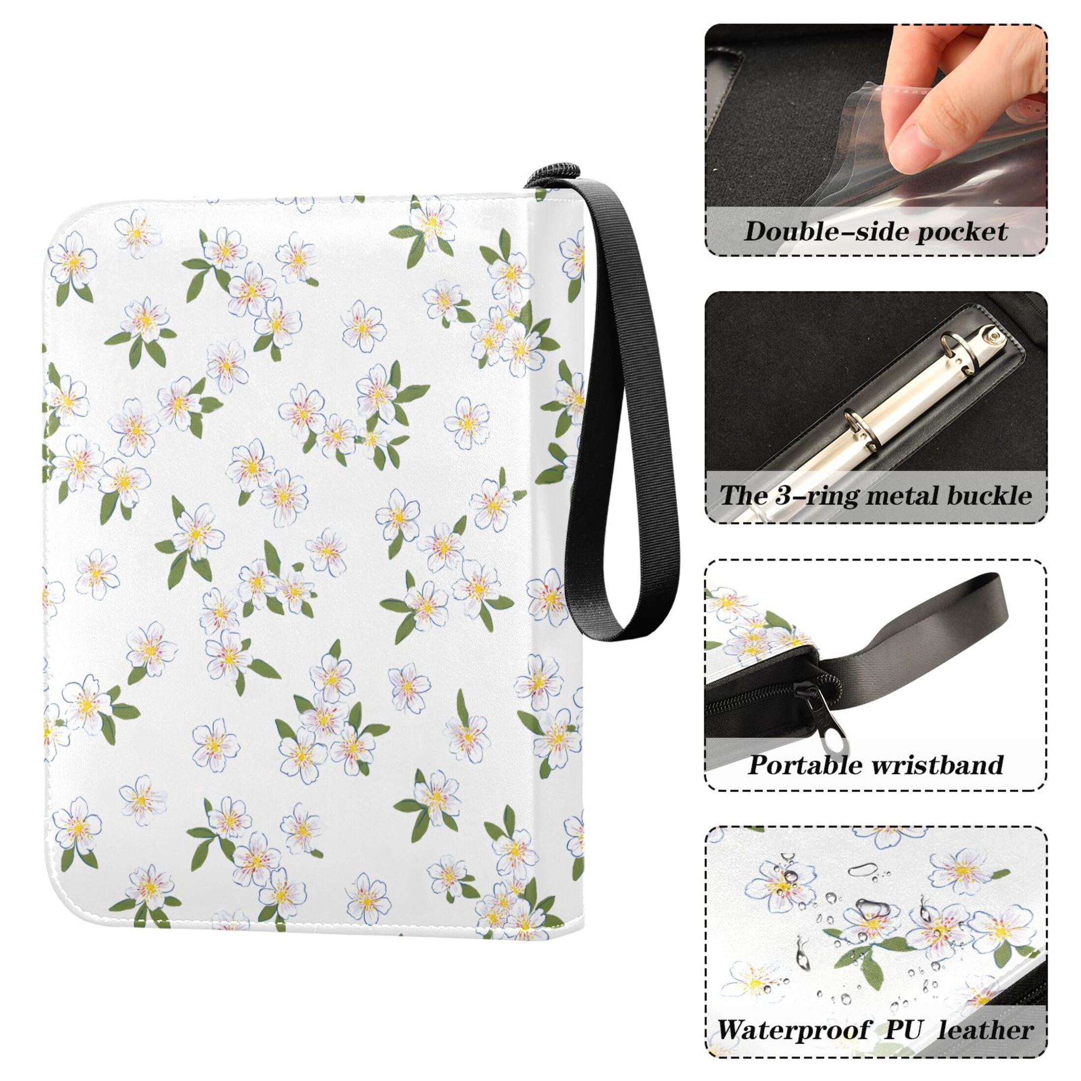ALAZA Flower-p1 Trading Card Binder 4 Pocket Cards Collection Album 400 Folder Holder