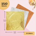thumbnail image 4 of Hojas de Pan de para Arte, 3 Colores, 150 Hojas de Papel de Aluminio Dorado para Decoración de Manualidades, Pintura con Pinzas y Pincel, 4 of 6
