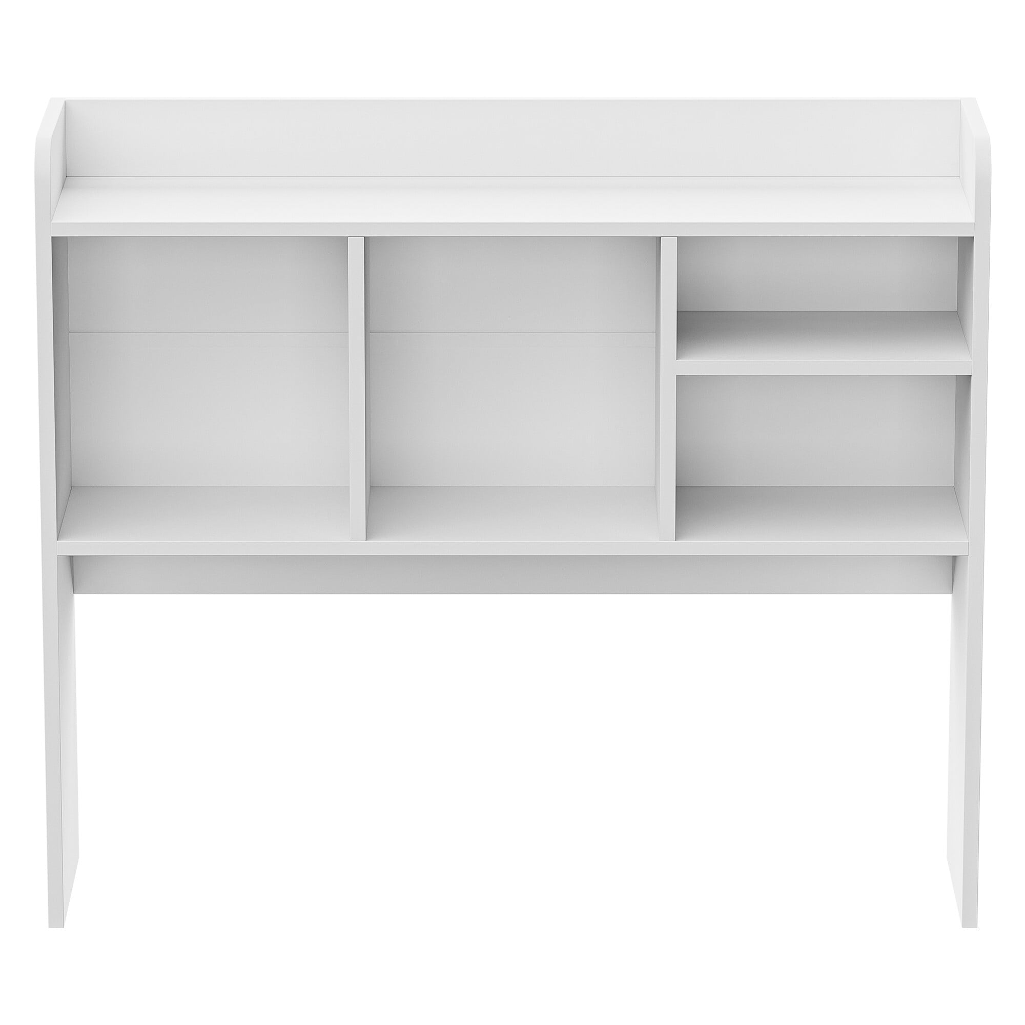 ZENY Desktop Bookshelf Storage Tabletop Display Hutch with 4 Shelves Wood Frame Freestanding Desk Organizer, White