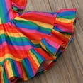 thumbnail image 5 of Sedceaty Little Girls Summer Dress, Ruffle Sleeve Colorful Striped Back Adjustable Straps Dress, Backless Elastic Band Princess Dress, 5 of 7