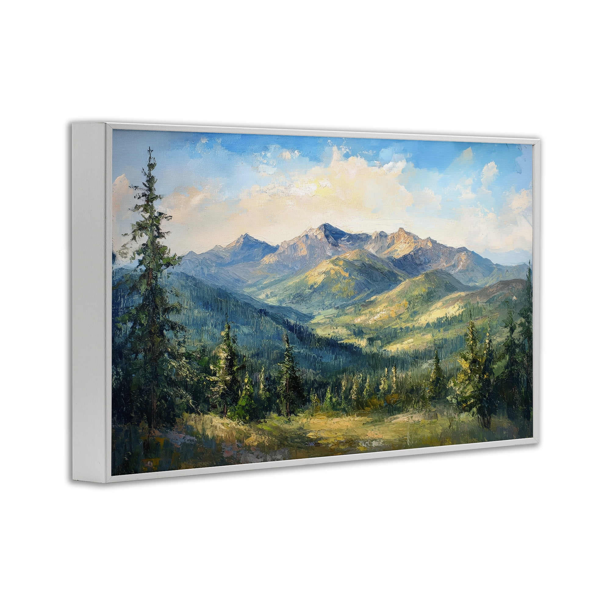 Stupell Industries Valley In The Mountains White Framed Giclee Art, design by Petal Prints Design