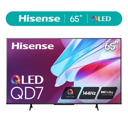 Hisense 65-Inch Class QD7 Series QLED 4K UHD Google Smart TV (65QD7N) - QLED, Native 144Hz, Motion Rate 240, Direct Full Array, Game Mode Pro, Alexa Compatibility