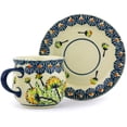 thumbnail image 2 of Polish Pottery 2 oz Espresso Cup with Saucer (Yellow Dandelions Theme) Hand Painted in Boleslawiec, Poland + Certificate of Authenticity, 2 of 6