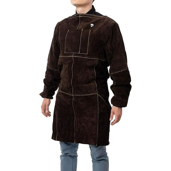 Waylander OTTAR Heavy-Duty Leather Welding Apron with Long Sleeves – Flame-Resistant Protection for Welders, Blacksmiths