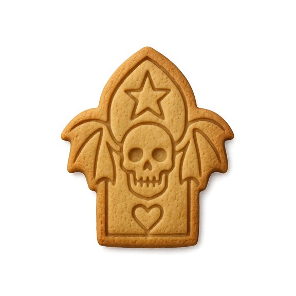 Mighty Gadget Gothic Skull with Wings Cookie Cutter & Stamp - 4x2.8" Edgy Design for Halloween Treats (Random Color)