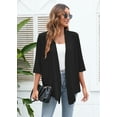 thumbnail image 4 of SHOWMALL Women's Casual Lightweight Open Front Cardigans Soft Draped 3/4 Sleeve Cardigan, US Size XL, Black, 4 of 8
