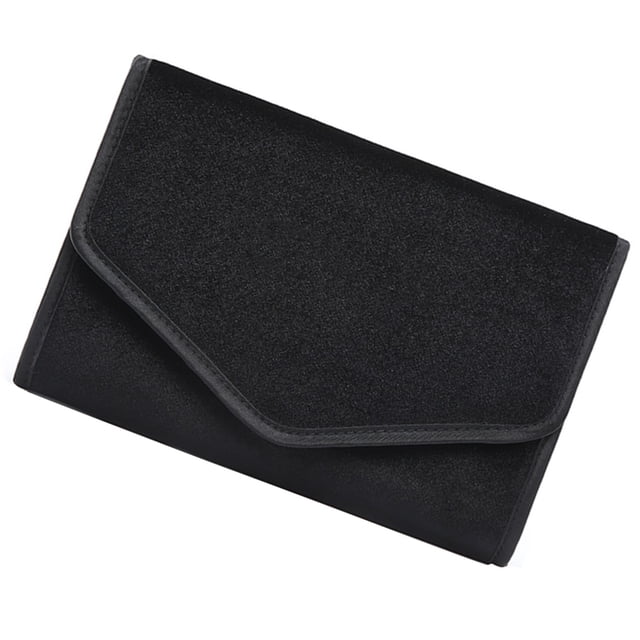 Estuche de joyería de viaje, plegable, portátil, a prueba de manchas, impermeable, diseño dorado, organizador de joyas, rollo para el hogar, negro