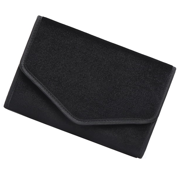 Estuche de joyería de viaje, plegable, portátil, a prueba de manchas, impermeable, diseño dorado, organizador de joyas, rollo para el hogar, negro