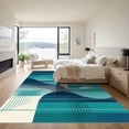 thumbnail image 3 of ODIKA 3'x5' Machine Washable Non-Slip Area Rug, Geometric Teal High Traffic Rug with Pad, Blue, 1053538, 3 of 8