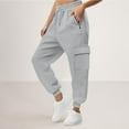 thumbnail image 4 of Womens Jogger Pants with Multi Pockets Cotton Fleece Drawstring Elastic Waist Cinch Bottom Cargo Sweatpants Loose (XL, Gray), 4 of 7