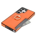 thumbnail image 4 of For Samsung Galaxy S25 Ultra Wallet Case with Card Holder, 360°Rotation Ring Holder Kickstand, Premium PU Leather RFID Blocking Card Pocket Protective Cover For Samsung Galaxy S25 Ultra, Orange, 4 of 6
