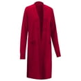 thumbnail image 3 of SGMVNU Women's Long Cardigans with Pockets Knit Open Front Floor Length Cardigan Sweaters Lightweight Long Sleeve Dusters(Red, One Size), 3 of 9